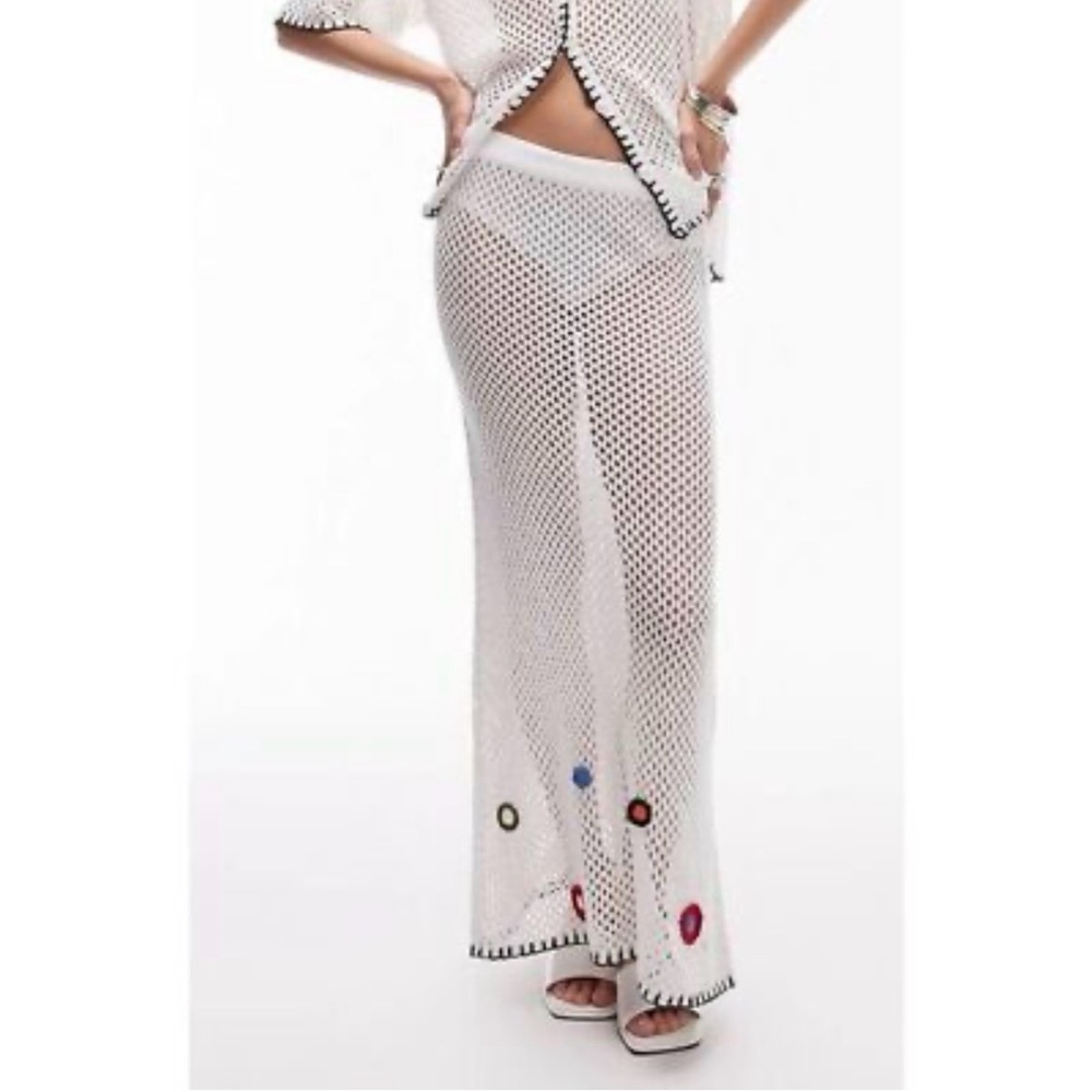 Topshop Cream Crochet Floral Maxi Skirt NWT 0-2 Boho Festival Resort